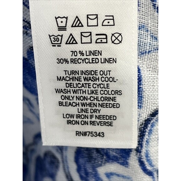 Sigrid Olsen Women's Blouse 100% Linen Blue White Size Medium NWT - Picture 7 of 7